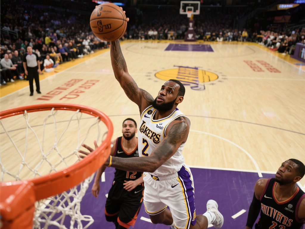 詹姆斯上篮失手 里弗斯补篮完成精彩得分