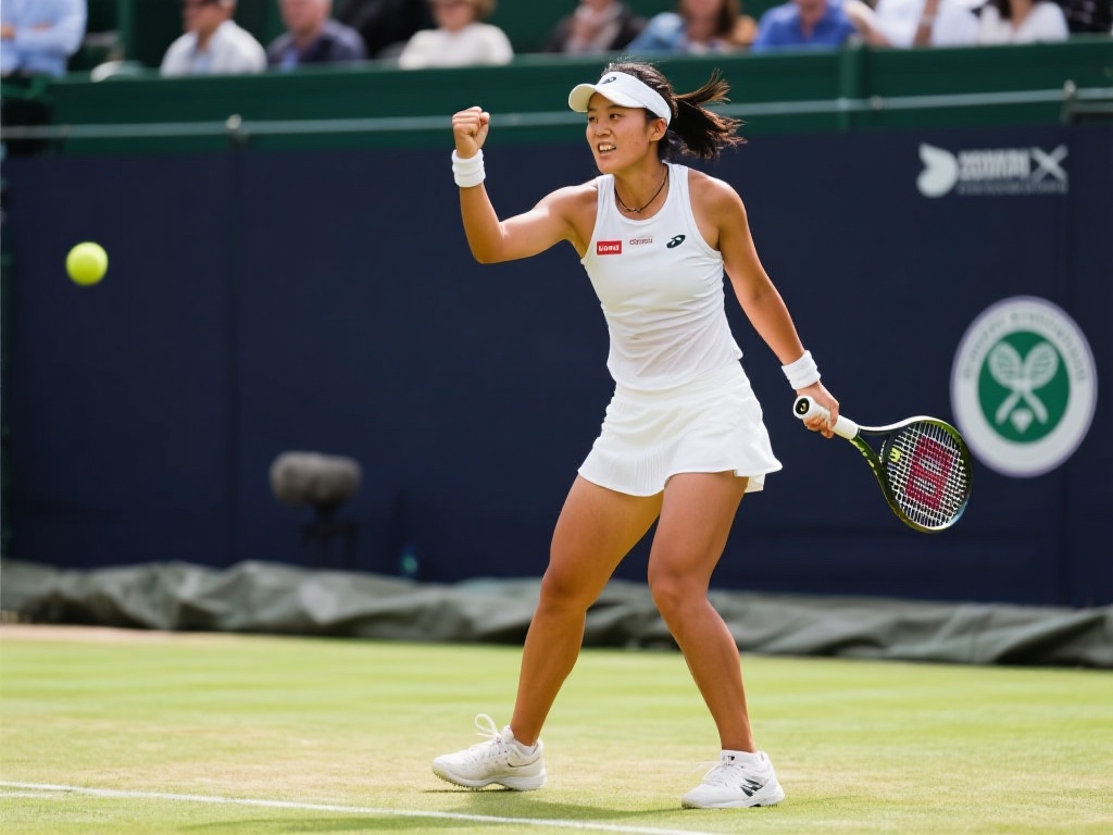 郑钦文横扫拉杜卡努 首进草地赛四强